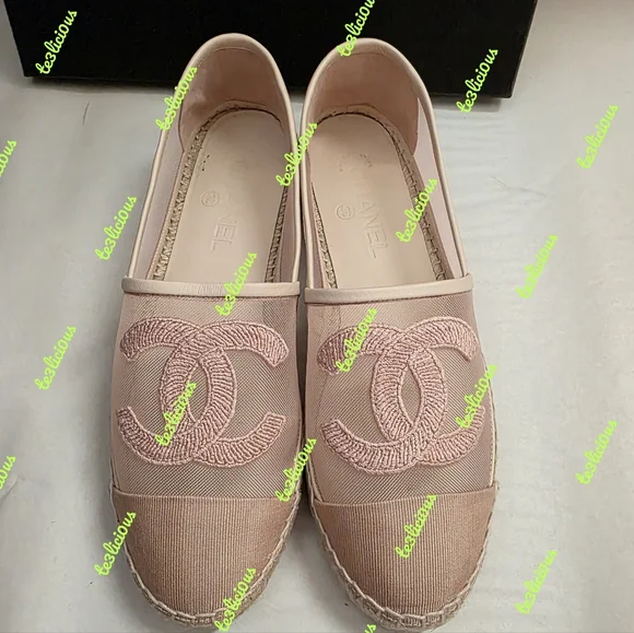 CHANEL 19P PINK MESH GROSSGRAIN ESPADRILLES - Picture 3 of 12